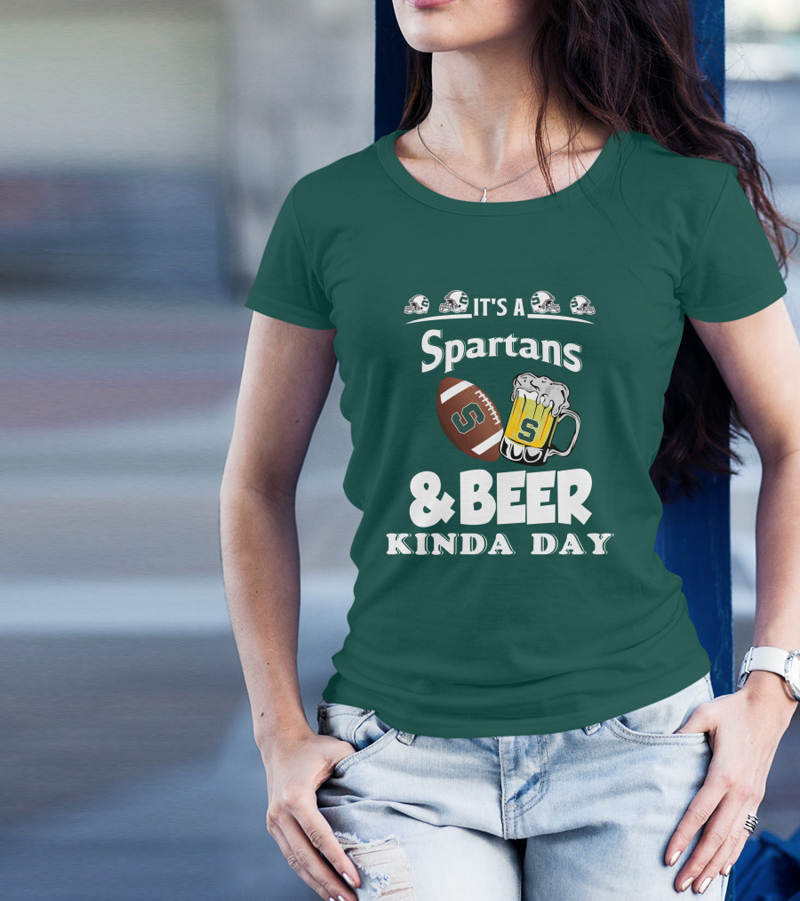It's A Spartans Football And Beer Kinda Day With Michigan State Helmets T-Shirt