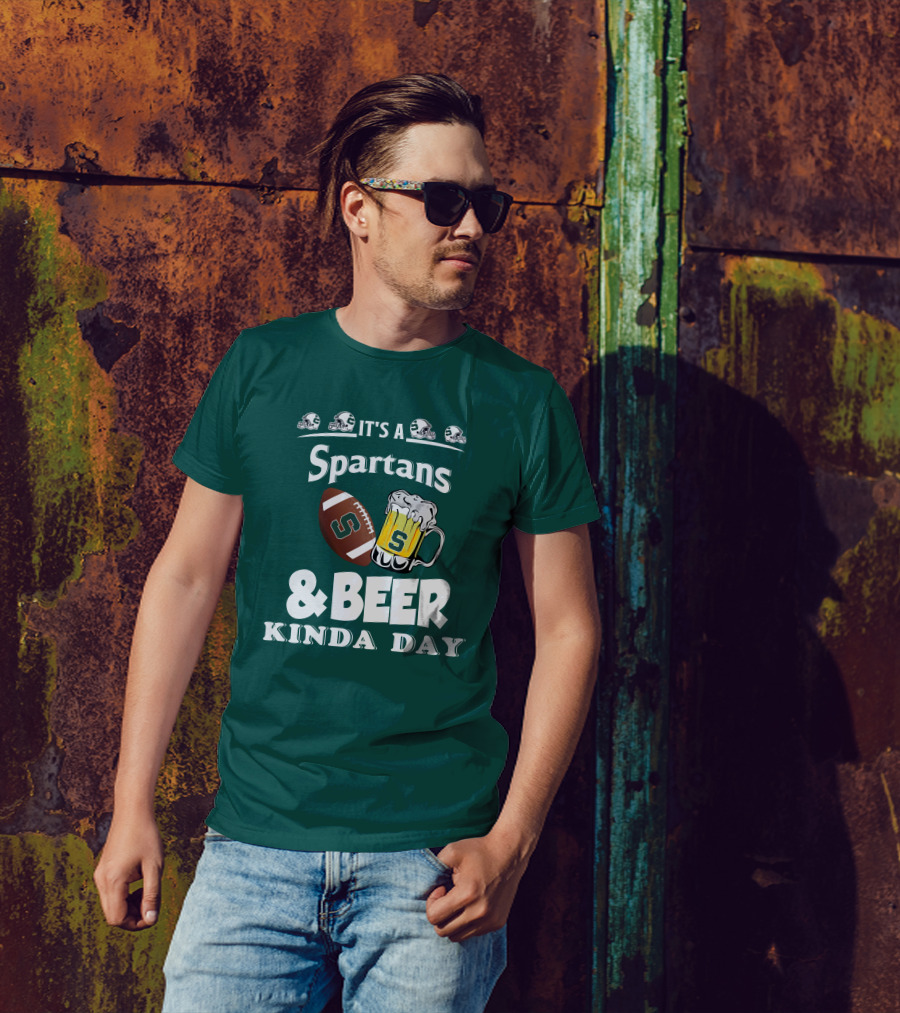 It's A Spartans Football And Beer Kinda Day With Michigan State Helmets T-Shirt