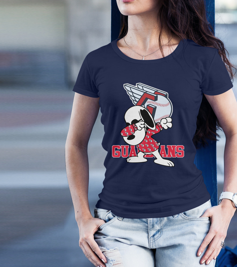 Cleveland Guardians Snoopy Dabbing Baseball T-Shirt
