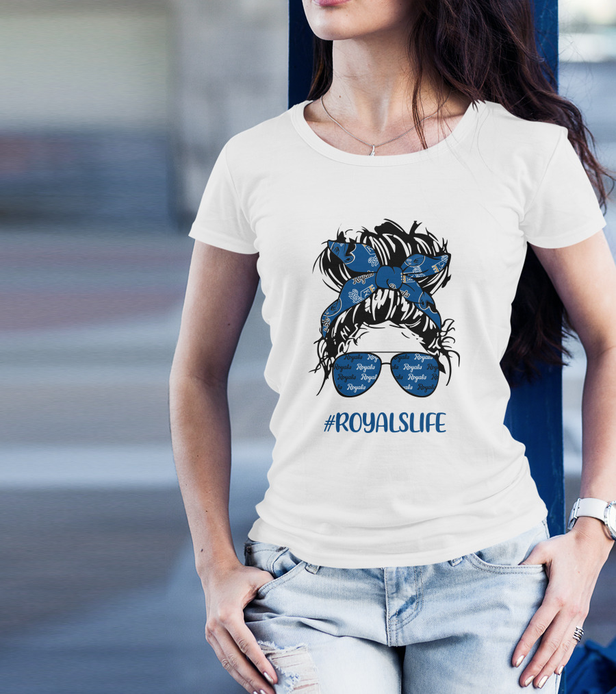 Kansas City Royals Messy Hairband Girl Glasses #RoyalsLife T-Shirt