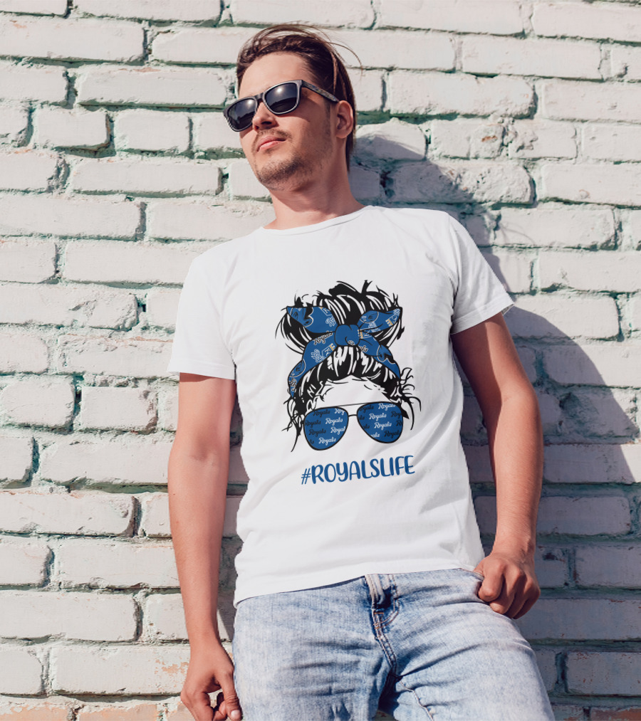 Kansas City Royals Messy Hairband Girl Glasses #RoyalsLife T-Shirt