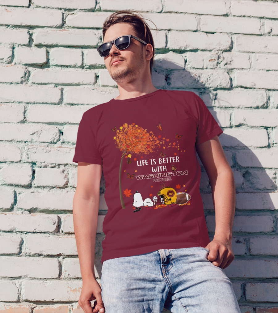 Life Is Better With My Washington Football Team Autumn Snoopy T-Shirt