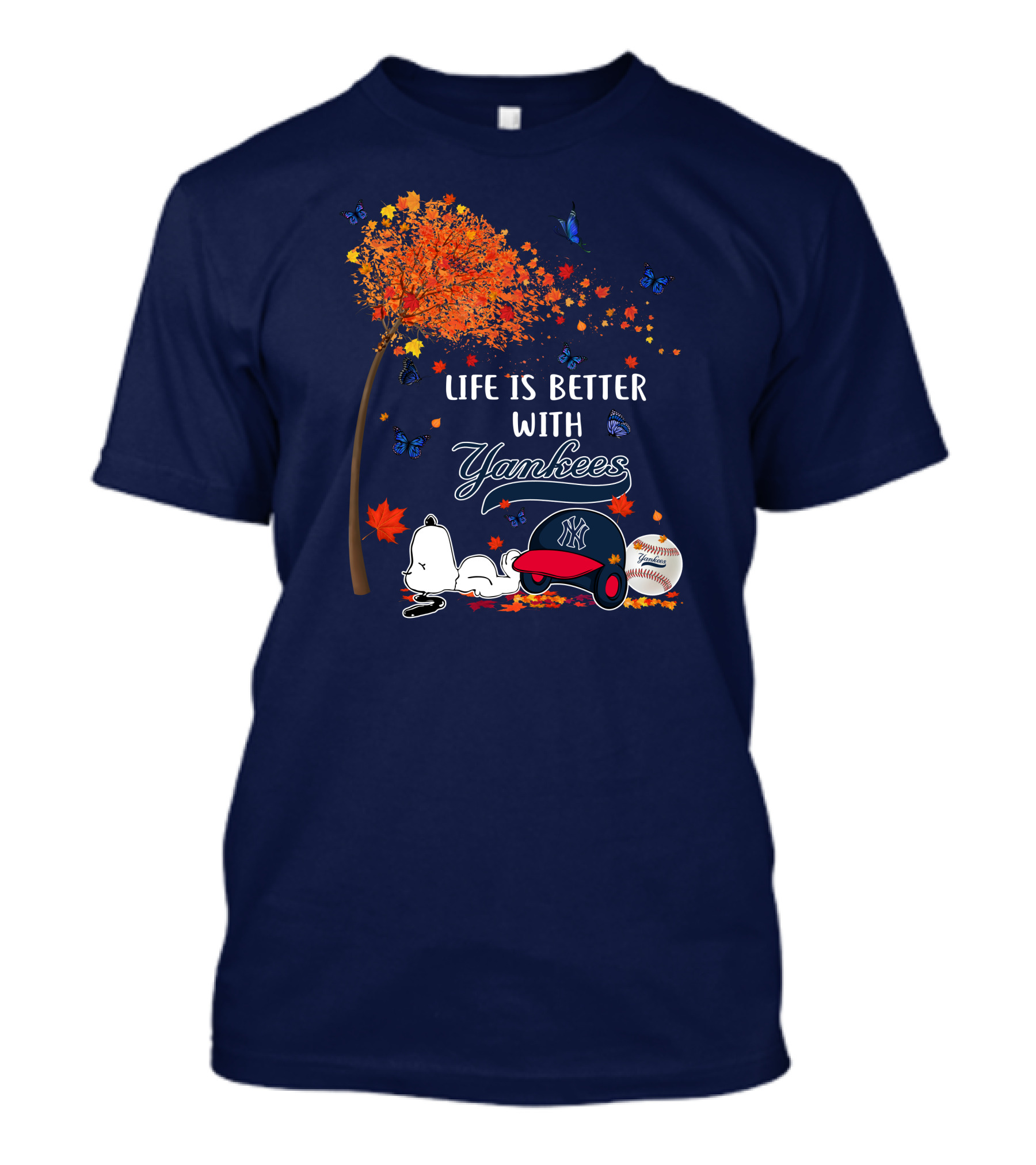 Life Is Better With Yankees Autumn Vibes Snoopy Baseball T-Shirt