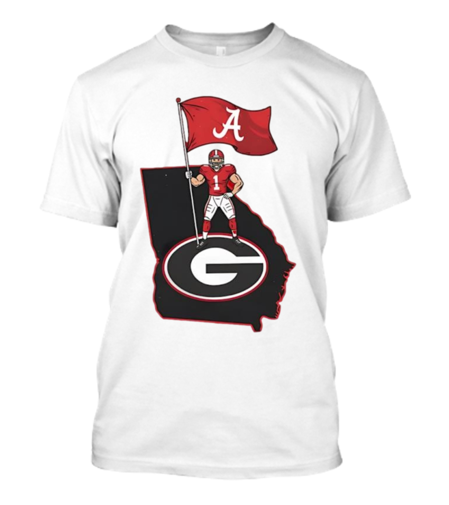 Alabama Crimson Tide Flag Over Georgia Bulldogs Map Football Rivalry T-Shirt