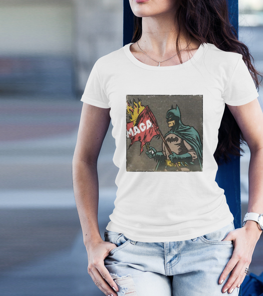 "Cult Of The Batman Holding Burning MAGA Flag" T-Shirt