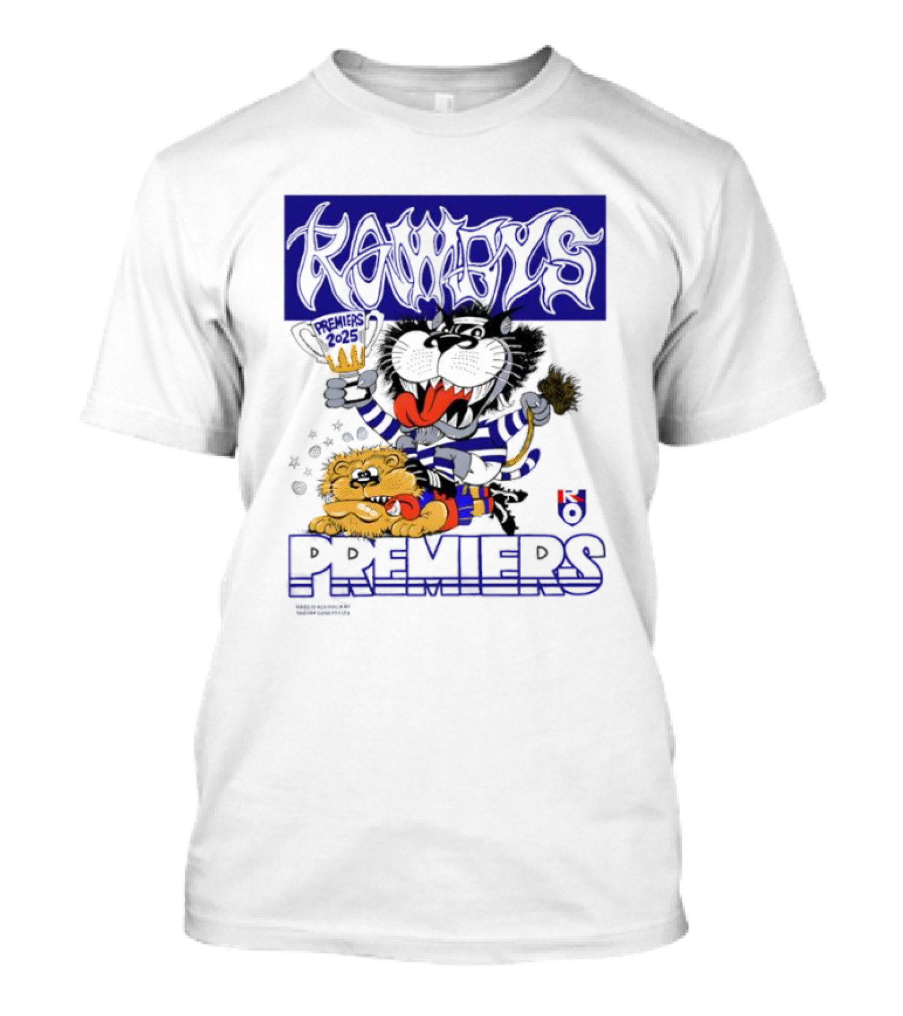 Geelong Cats Rowdys AFL Grand Finals 2025 Premiers Champions Cartoon Style T-Shirt