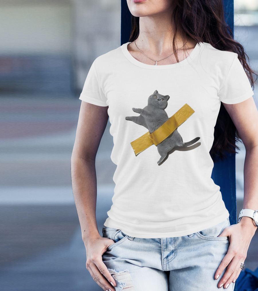 Tape Cat Joke Humor Duct Tape Gag T-Shirt