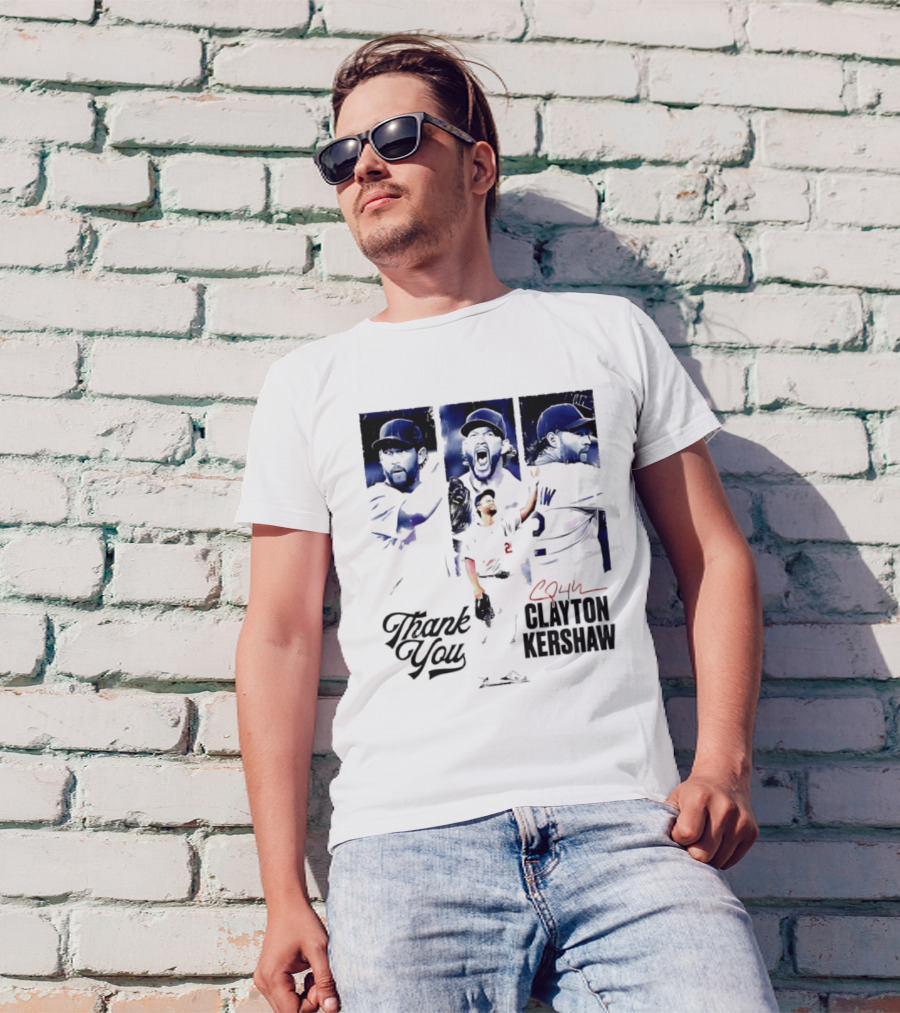 Clayton Kershaw Los Angeles Dodgers Thank You Signature Cursive T-Shirt