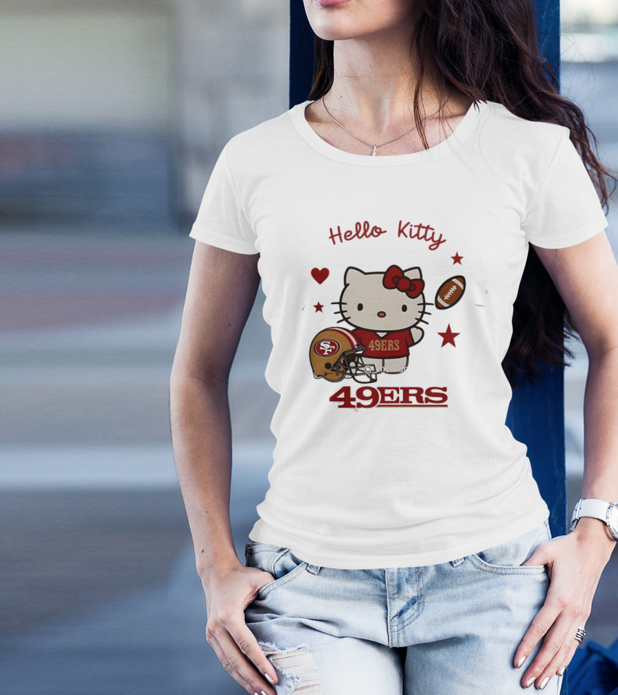 Hello Kitty 49ers Collaboration San Francisco Football Helmet T-Shirt