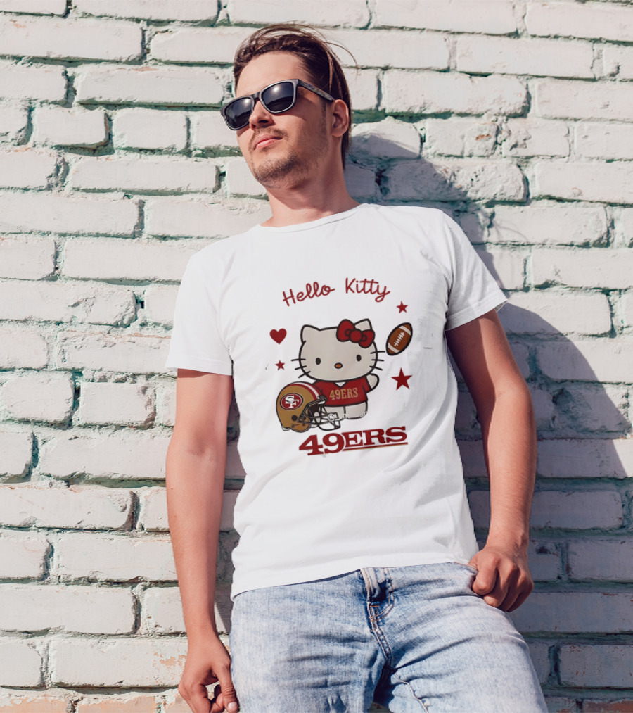 Hello Kitty 49ers Collaboration San Francisco Football Helmet T-Shirt