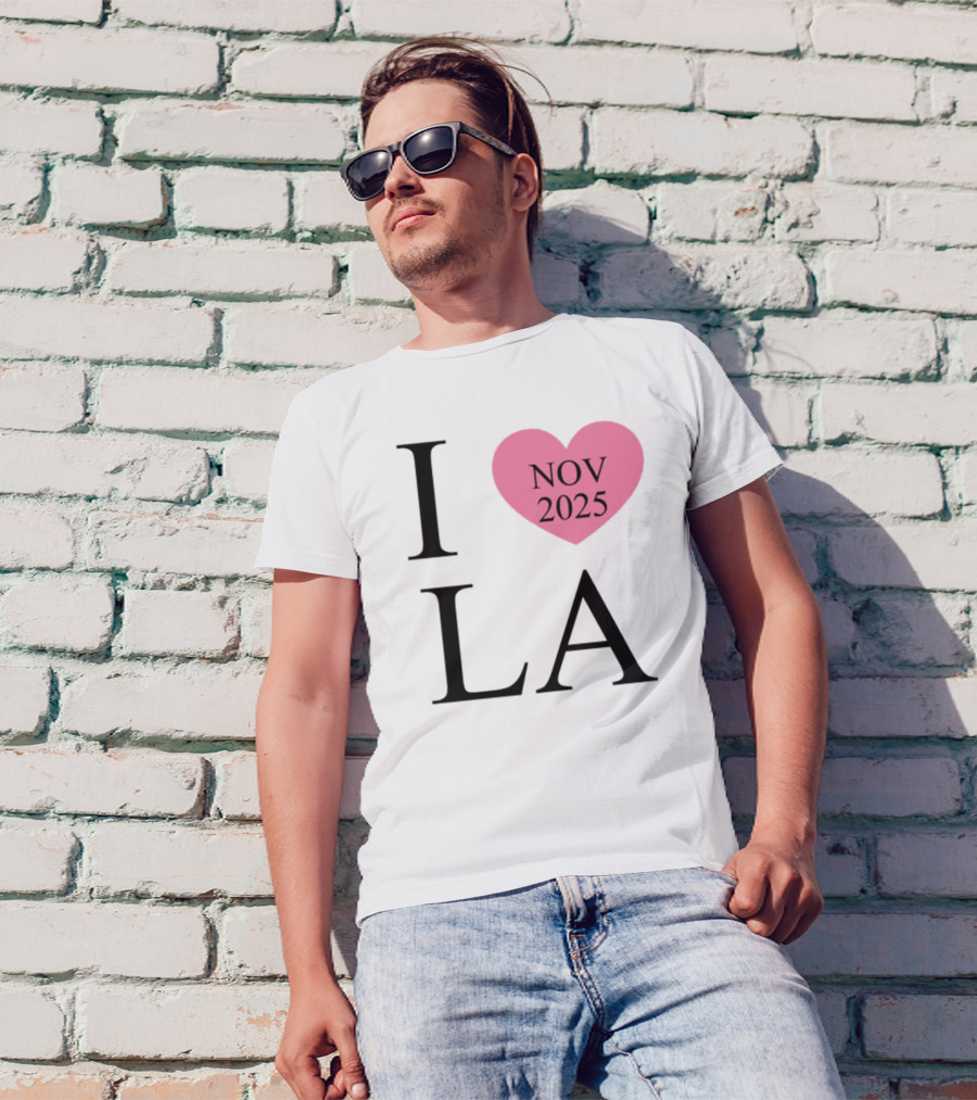 I Love LA Nov 2025 Heart Pink T-Shirt