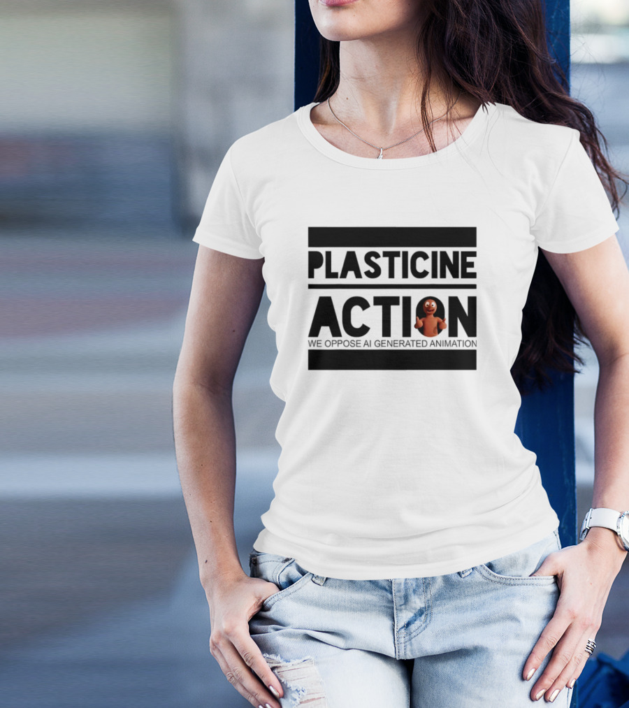 Plasticine Action We Oppose AI Generated Animation Claymation Thumbs Up T-Shirt