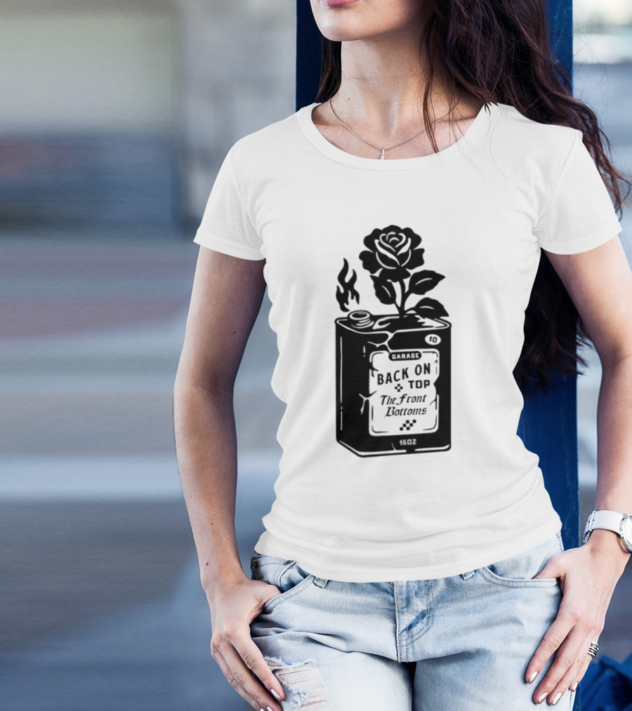 Back On Top The Front Bottoms Lighter-Inspired Art With Rose Motif T-Shirt