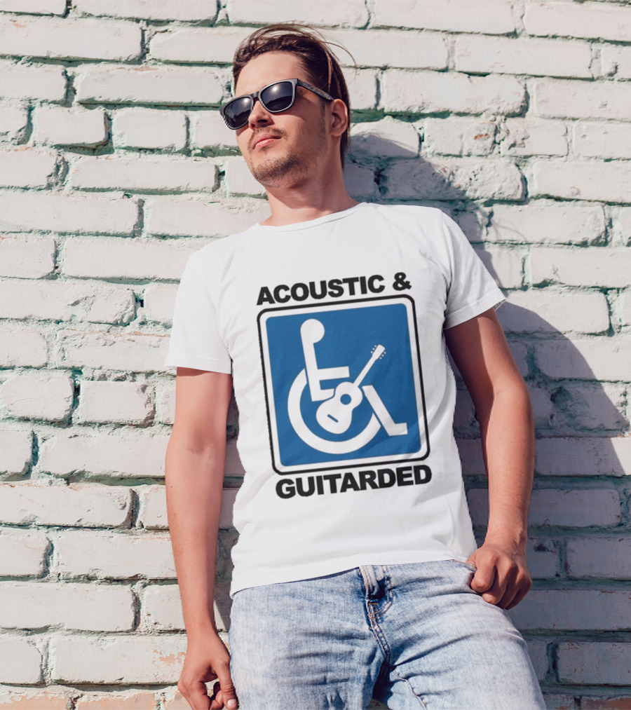 Acoustic And Guitarded Wheelchair Symbol Guitar Icon T-Shirt