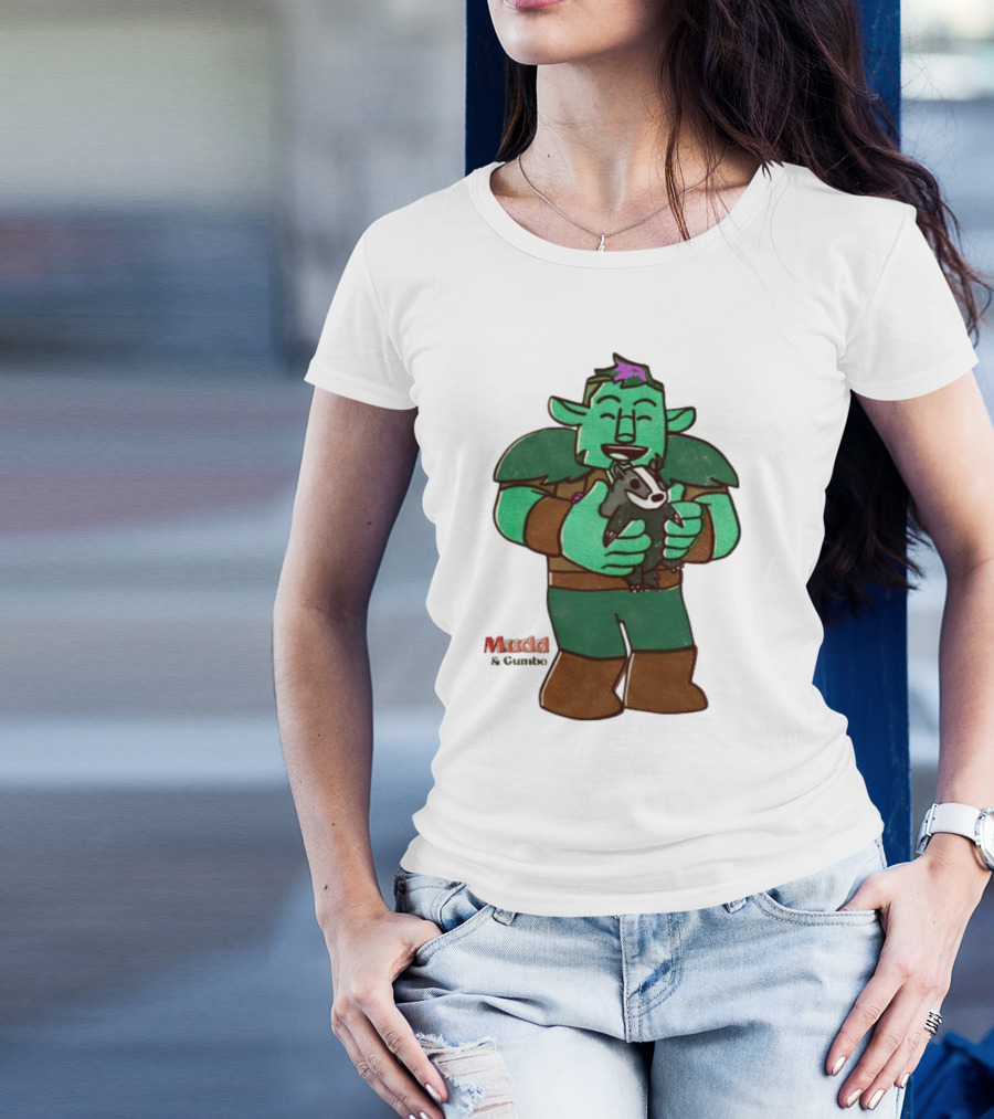 Mudd & Omino Goblin Character Embracing Pet Badger T-Shirt