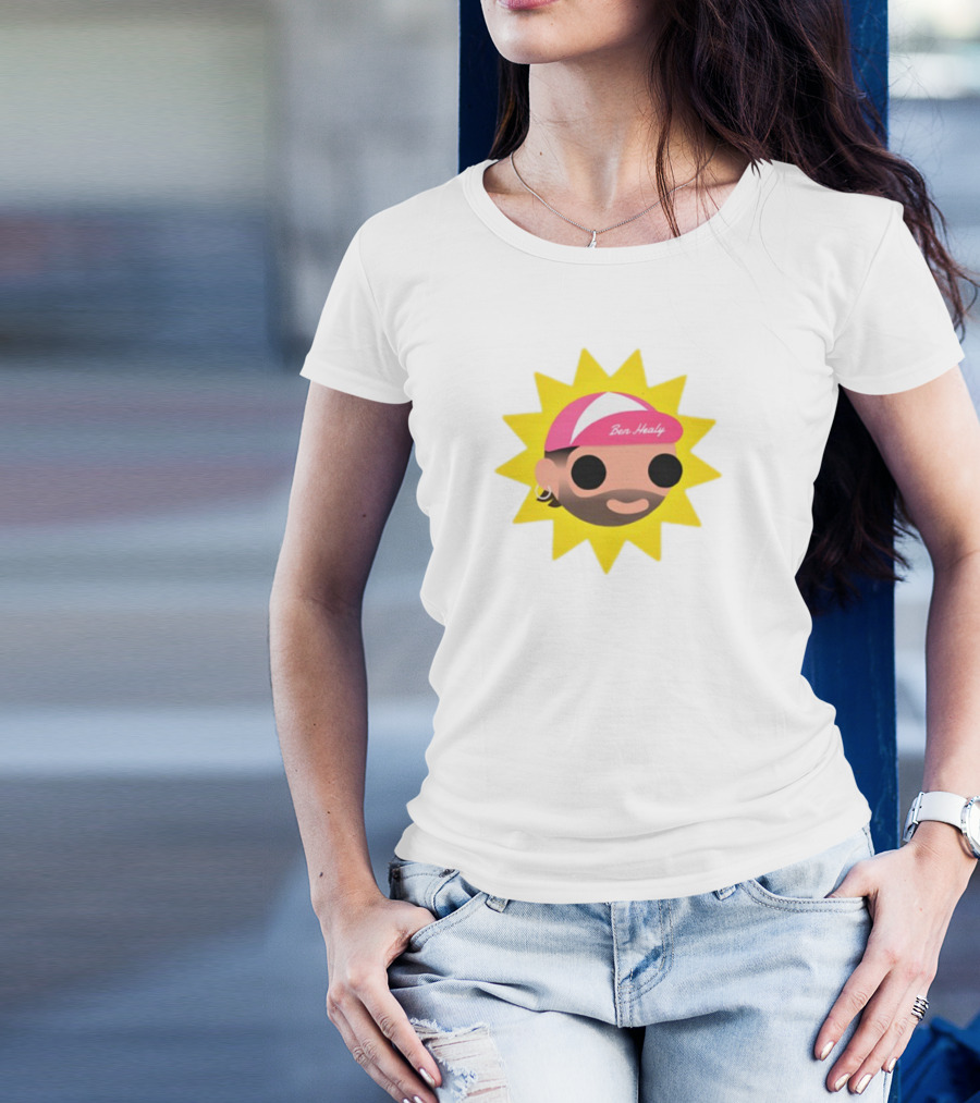Ben Healy 2025 Pink Cap Yellow Sunburst T-Shirt