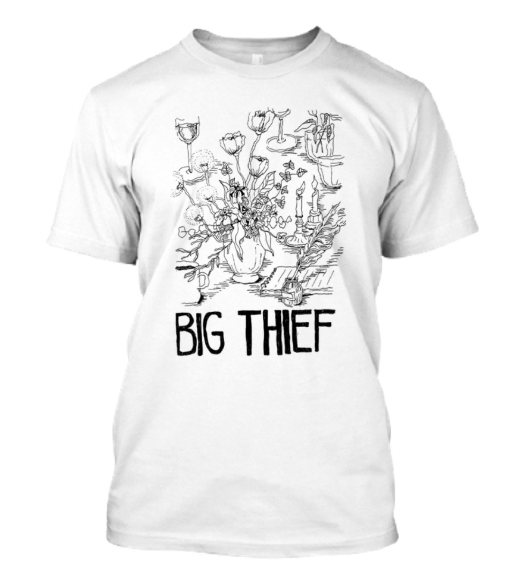 Big Thief Flowers And Candles Botanical Sketches T-Shirt
