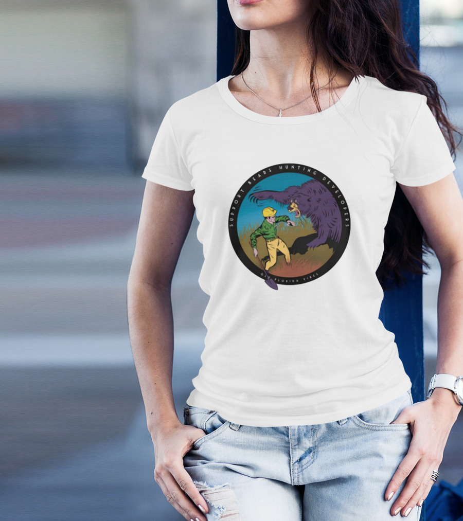 Support Bears Hunting Developers Old Florida Vibes Graphic T-Shirt