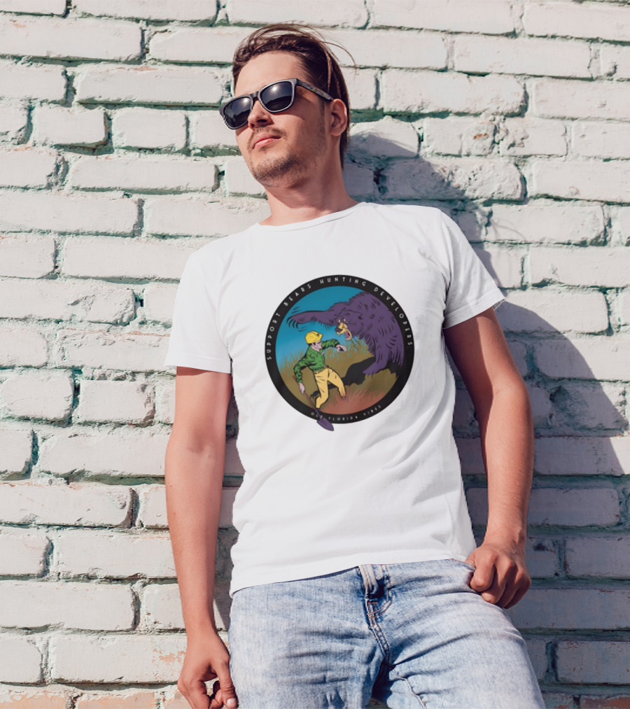 Support Bears Hunting Developers Old Florida Vibes Graphic T-Shirt
