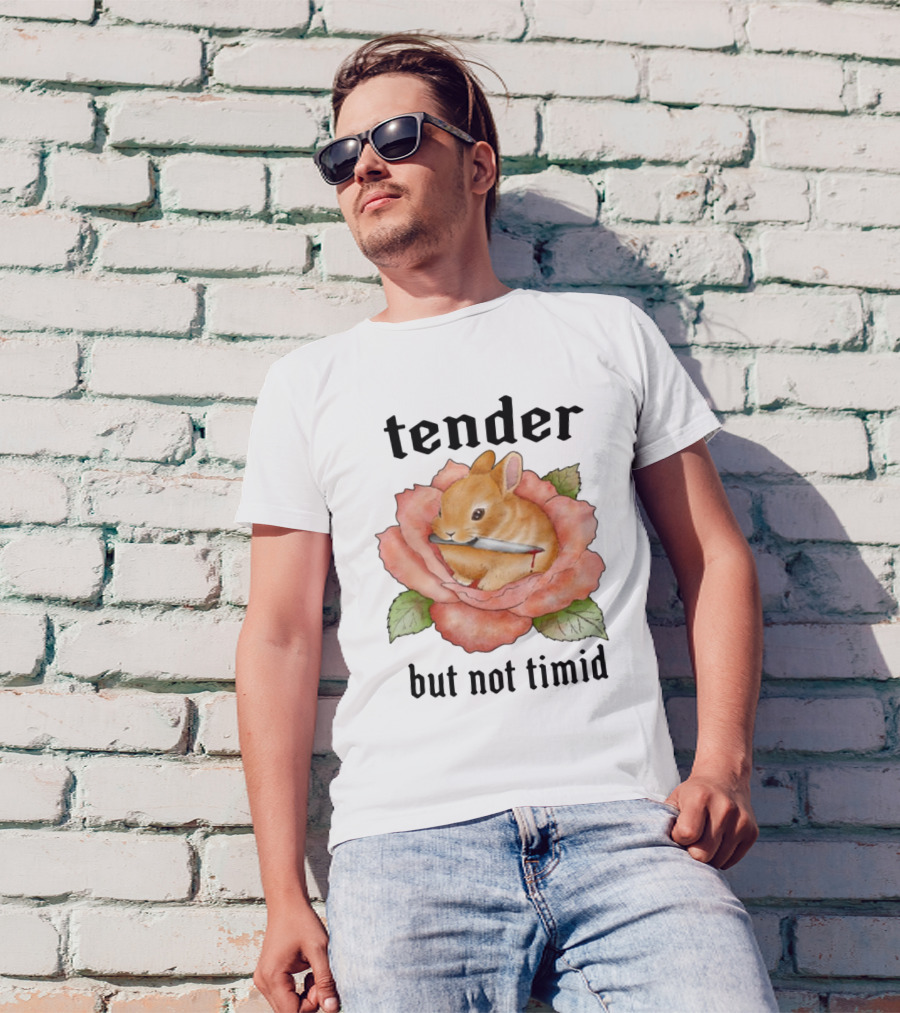 Bunny Tender But Not Timid Cute Rabbit With Knife In Rose T-Shirt