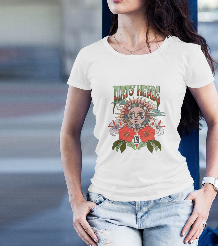 Dirty Heads Cali Sun Orange Sunflower And Hibiscus Design T-Shirt