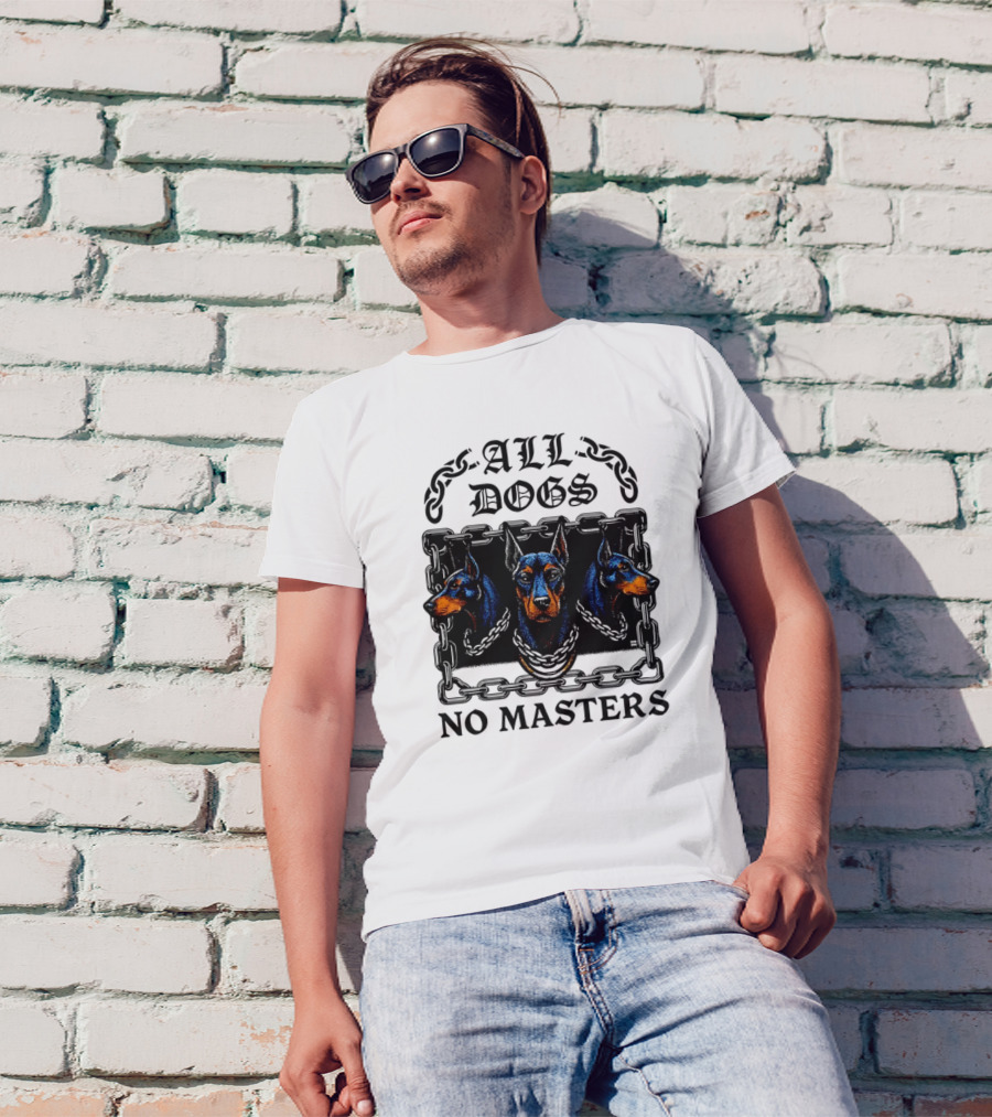 Doberman All Dogs 2025 No Master Tri Color Illustration T-Shirt