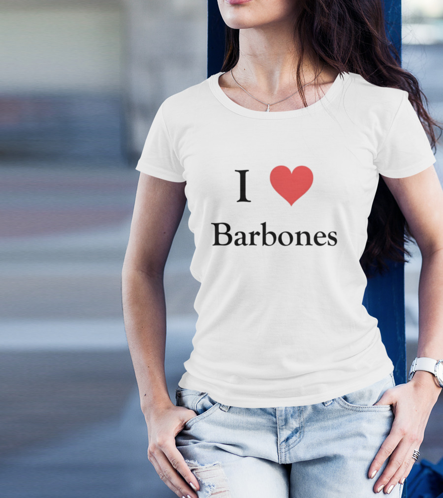 Gabrielvargas_8 I Heart Barbones Bold Text Red Heart Graphic T-Shirt