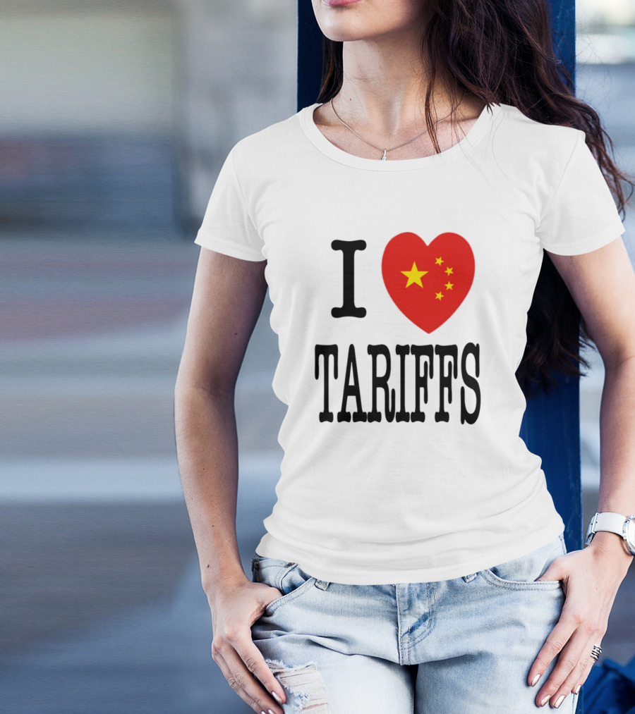 Flags Heart Tariffs China Stars T-Shirt