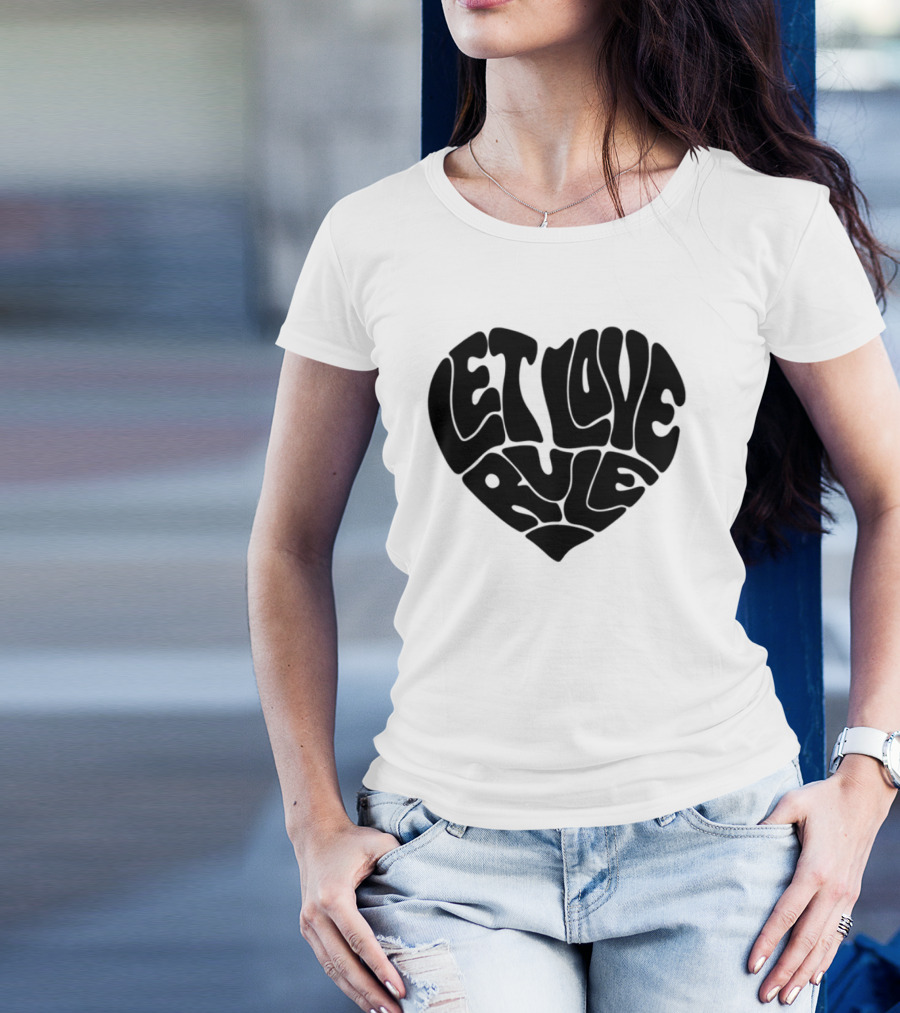 Lennykravitz Let Love Rule Heart Text Portrait Style T-Shirt