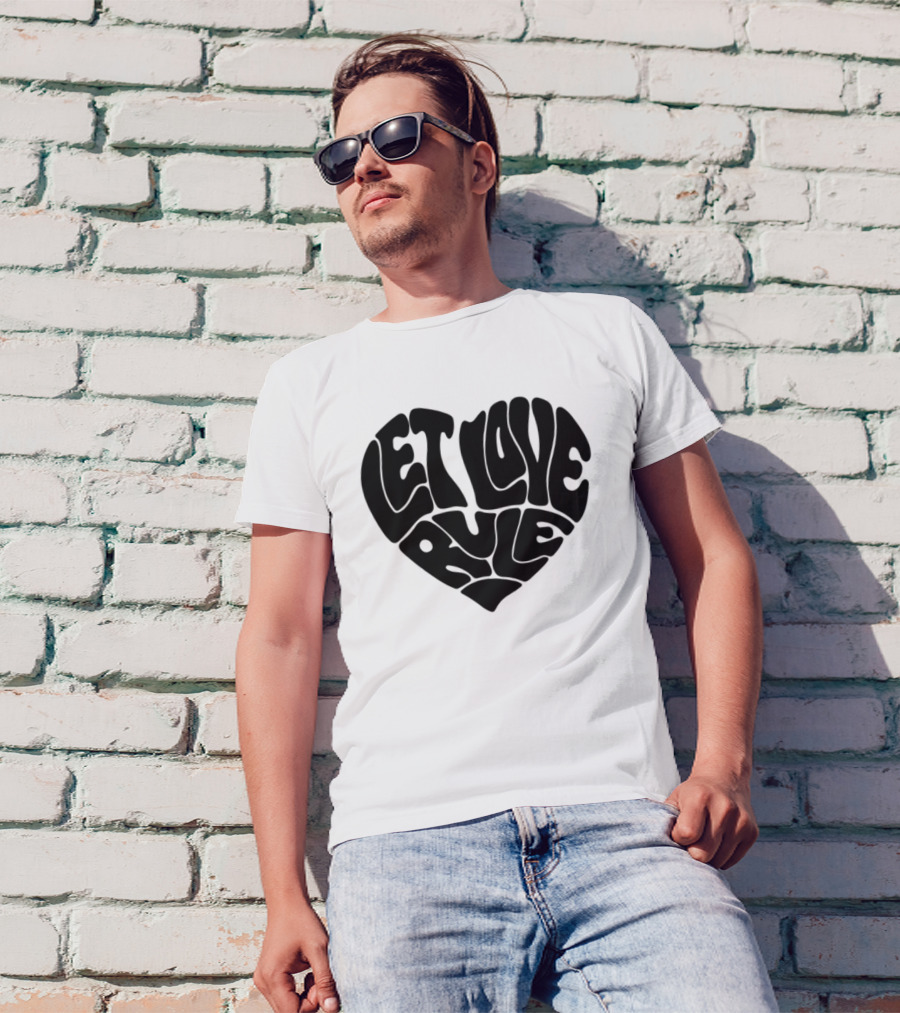 Lennykravitz Let Love Rule Heart Text Portrait Style T-Shirt