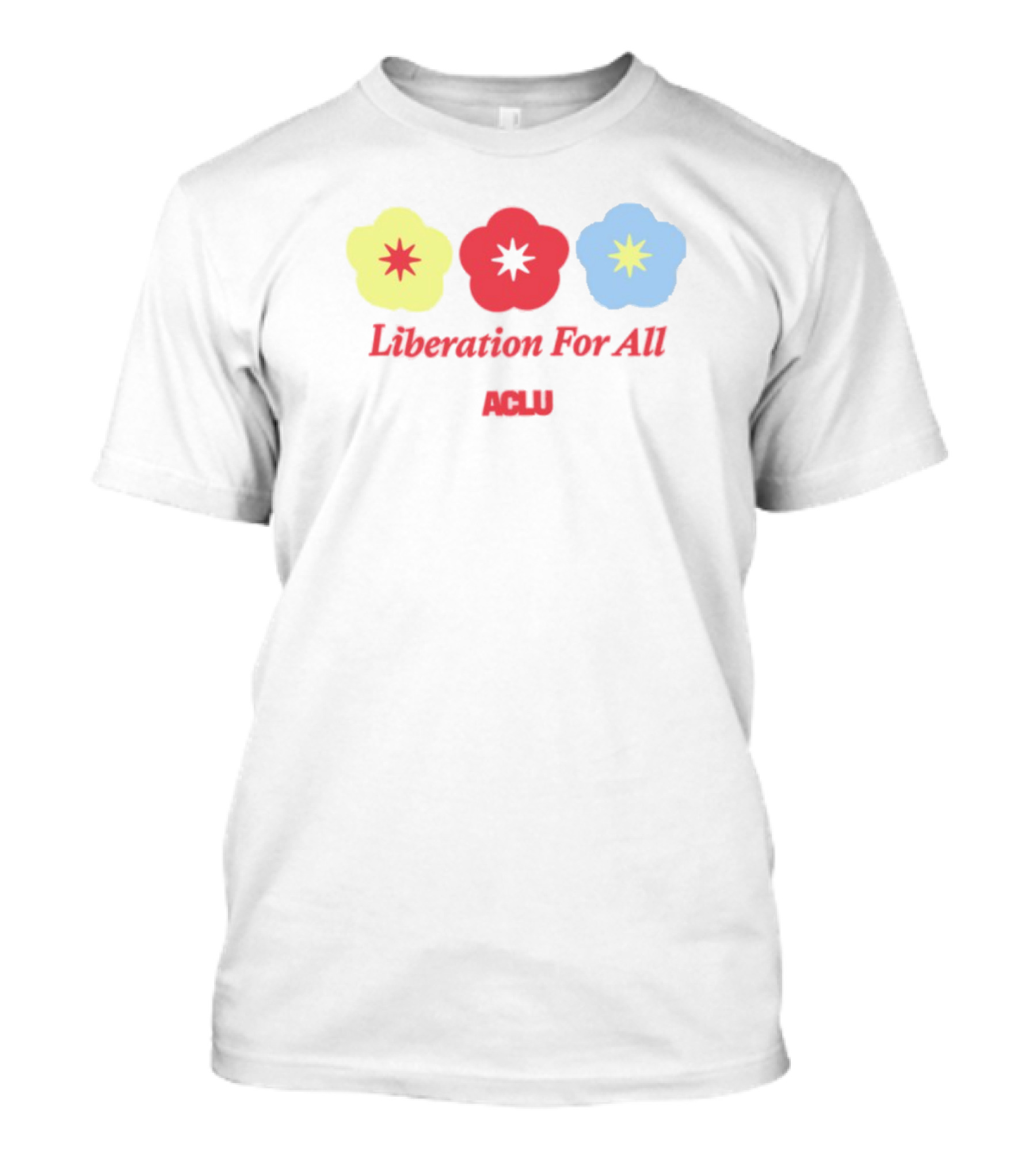 Liberation For All ACLU Flowers Red Yellow Blue T-Shirt