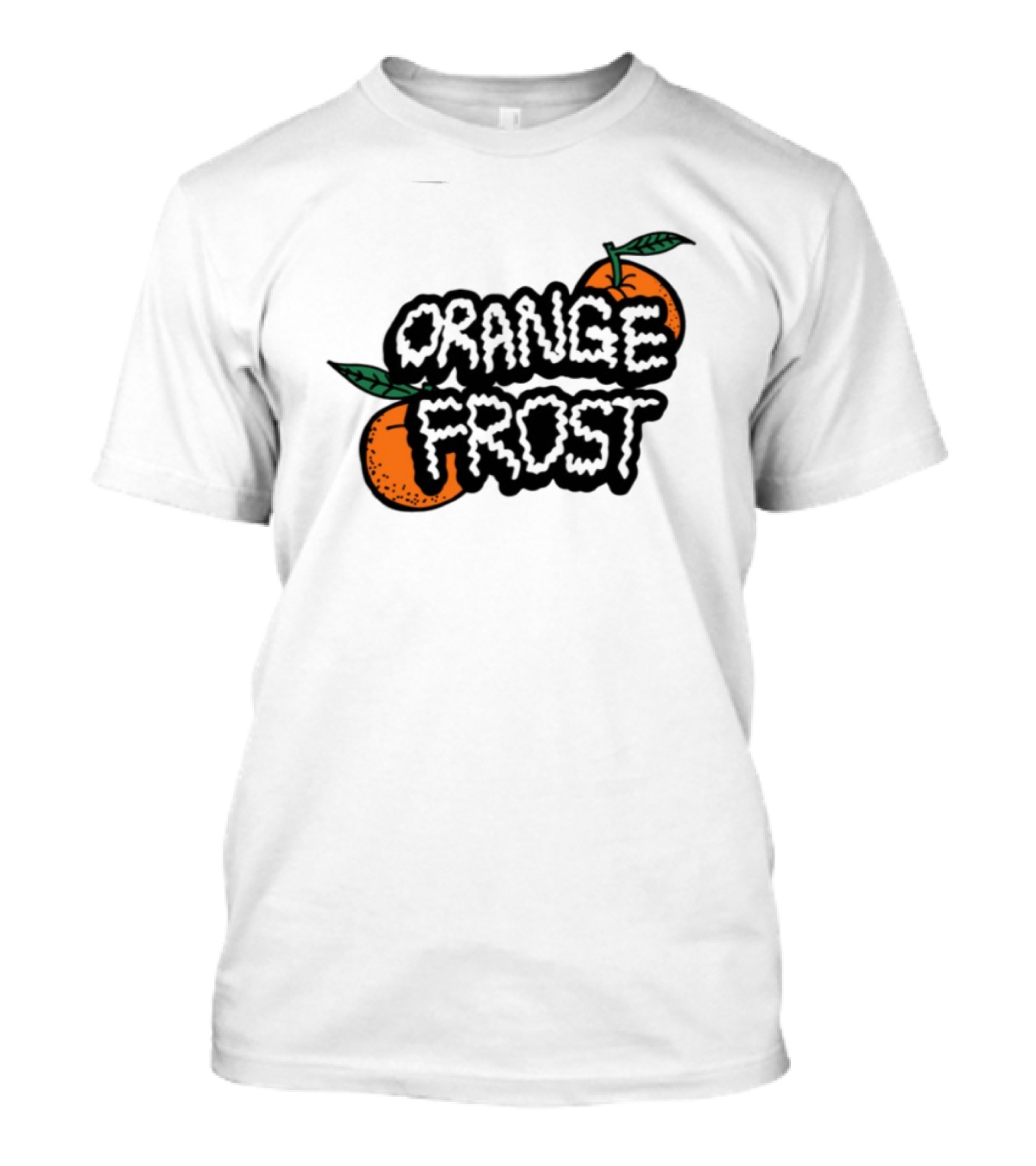 Orange Frost Citrus Design With Green Leaf Elements T-Shirt