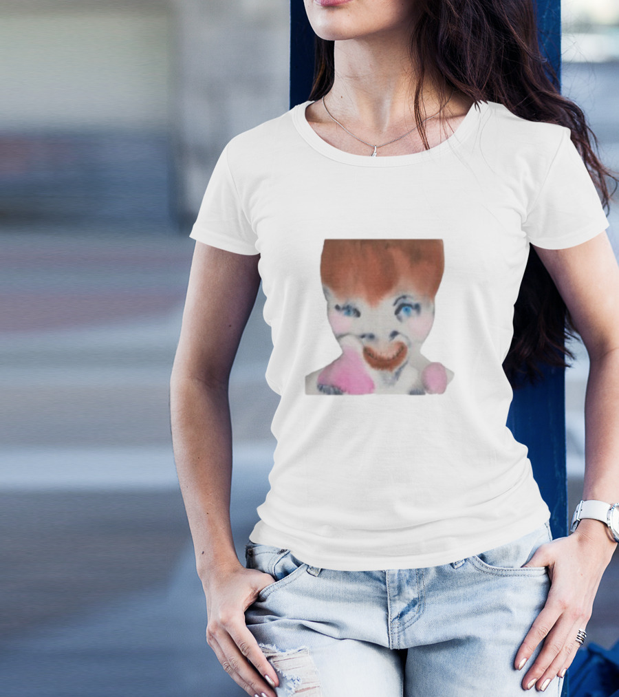 Pearly Drops The Voices Are Coming Back Creepy Clown Face Pink And Brown Hair Blue Eyes T-Shirt