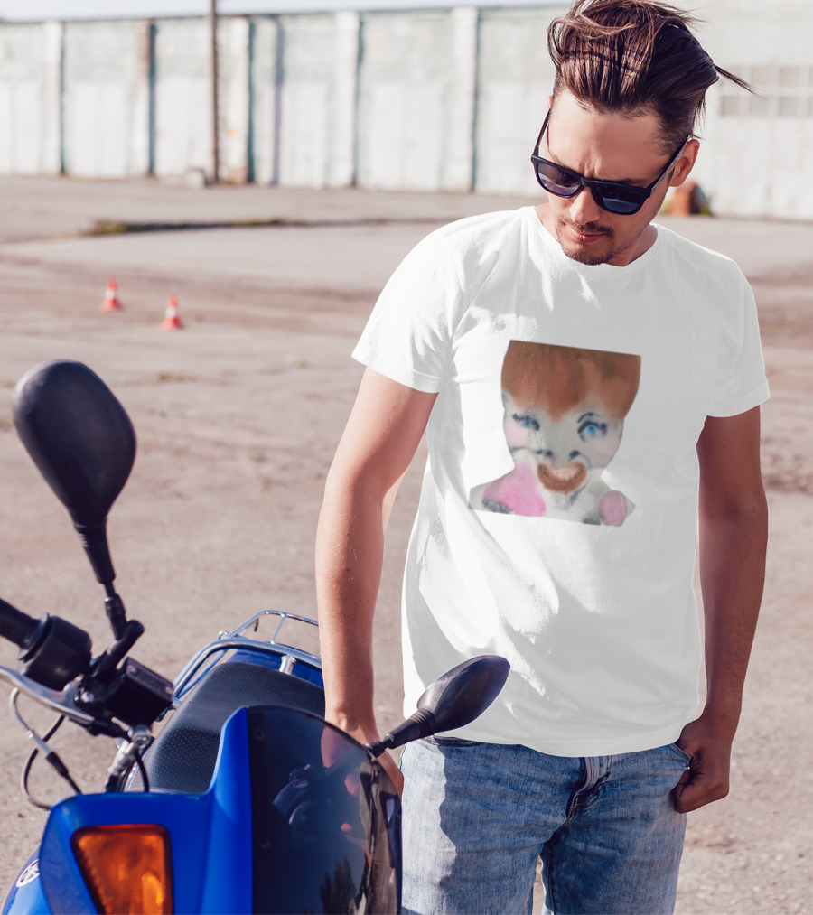 Pearly Drops The Voices Are Coming Back Creepy Clown Face Pink And Brown Hair Blue Eyes T-Shirt