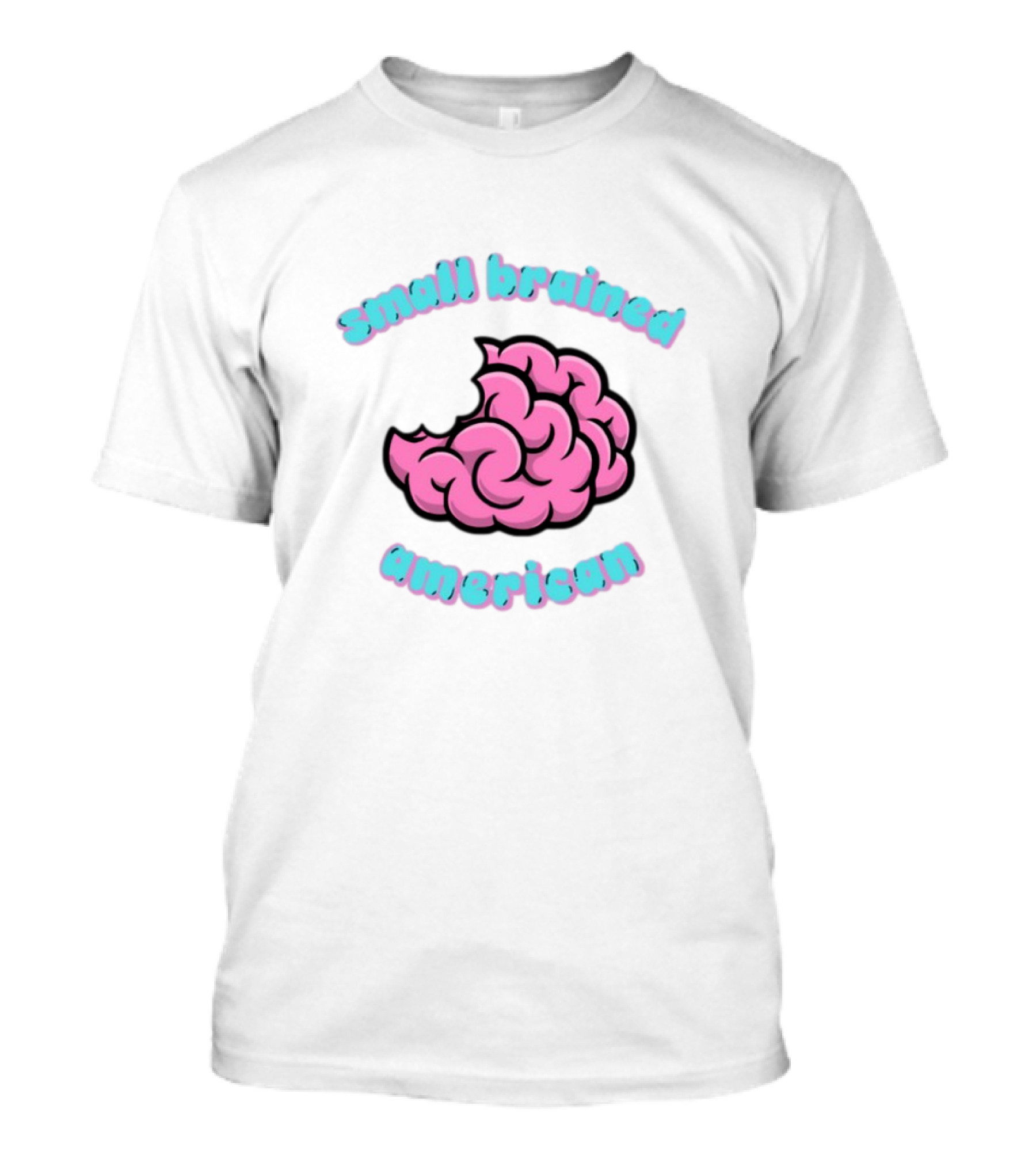 Small Brained American Pink Brain Illustration T-Shirt