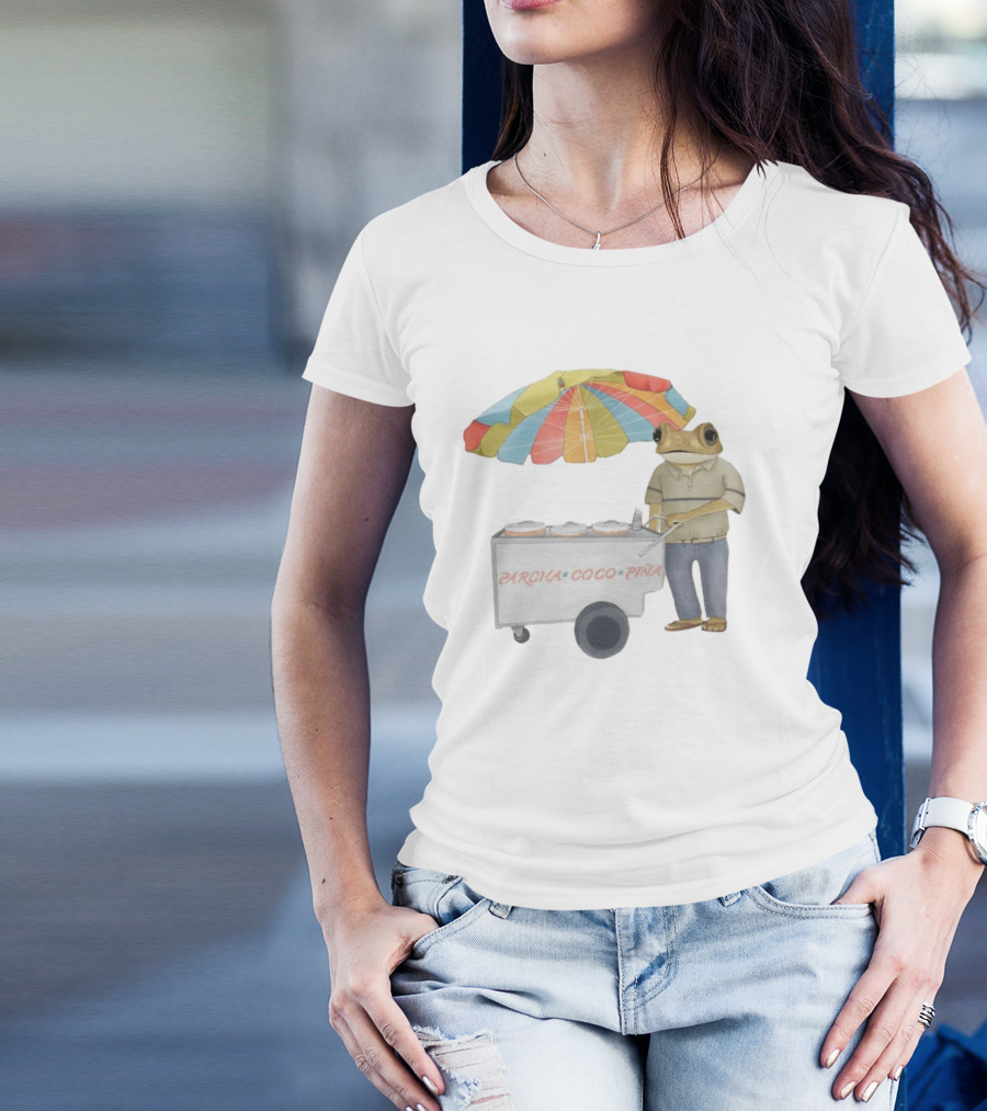 Parcha Coco Piña Frog Vendor With Colorful Umbrella T-Shirt