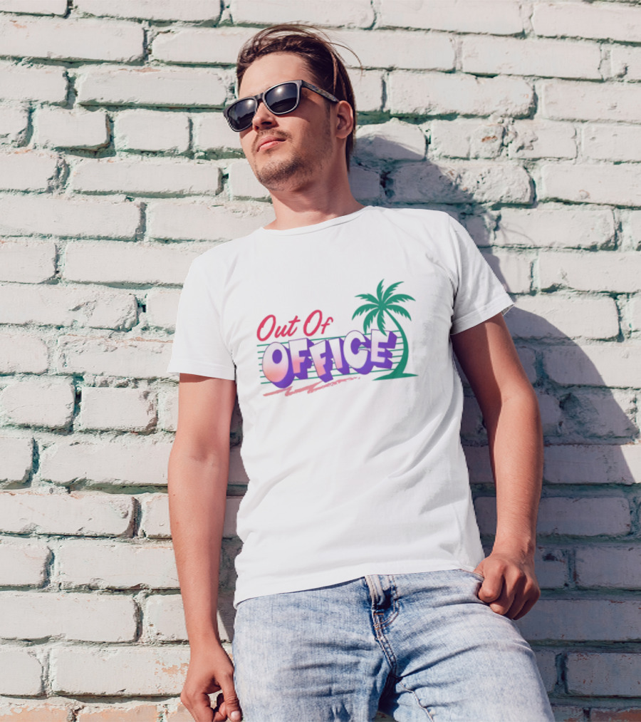 Out Of Office Tropical Palm Tree Retro Style T-Shirt