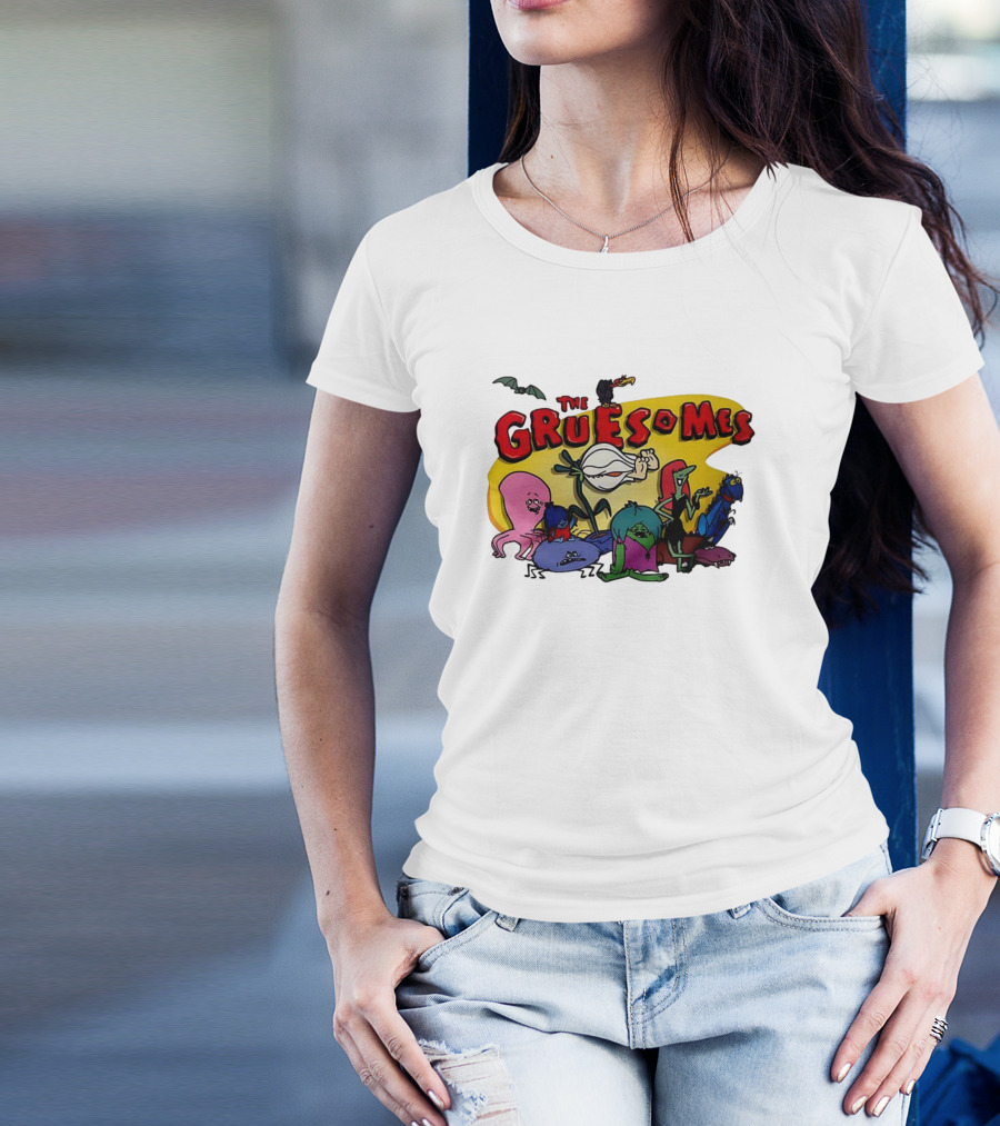 The Gruesomes Cartoon Characters With Bat And Vulture T-Shirt
