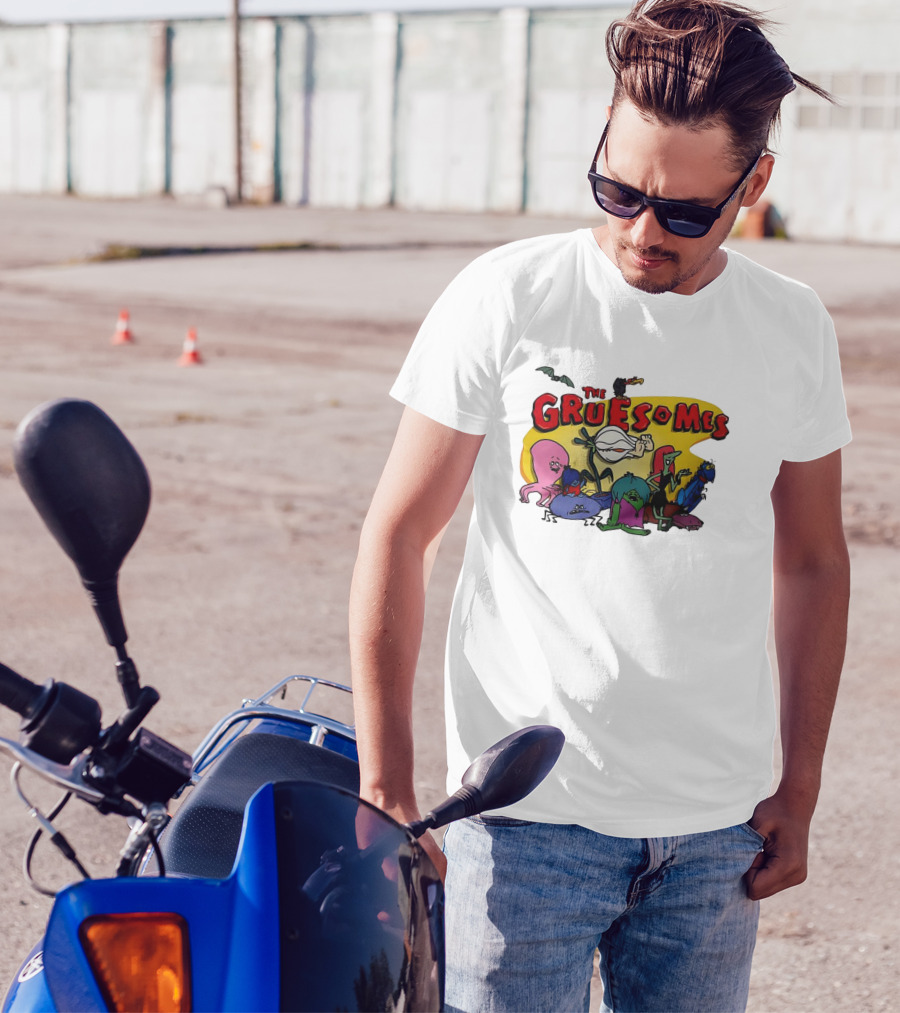 The Gruesomes Cartoon Characters With Bat And Vulture T-Shirt