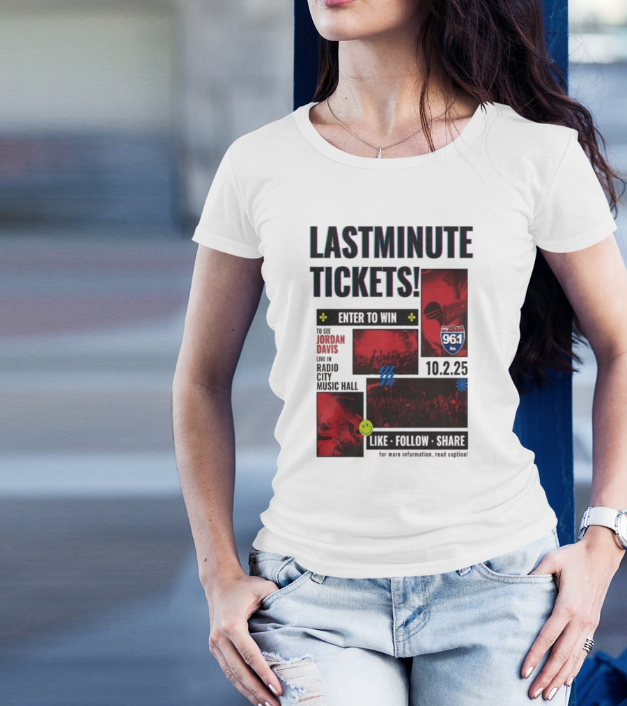 Last Minute Tickets Enter To Win Oct 2 2025 Radio City Music Hall 96.1 T-Shirt