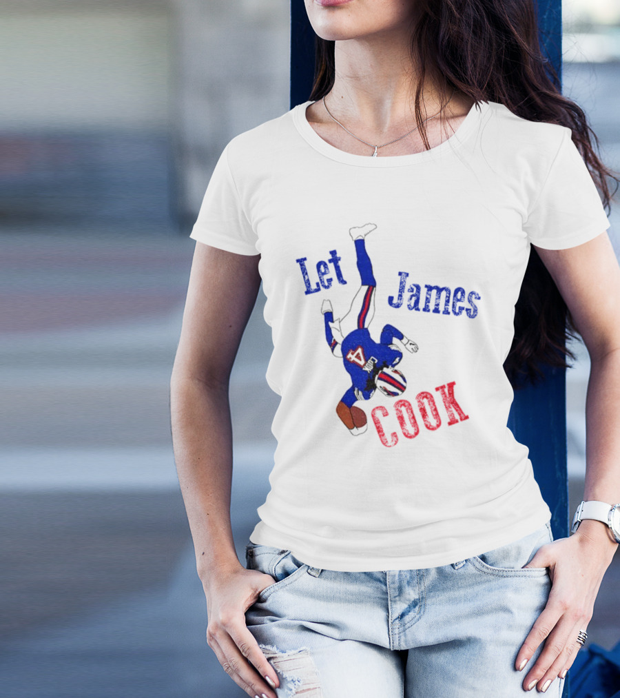 Let James Cook Football Player Red Blue Text T-Shirt