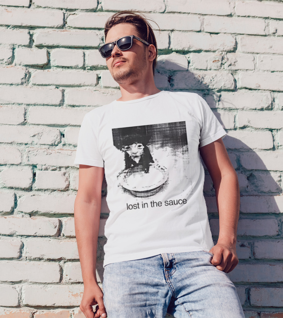 Lost In The Sauce Cat Image With Text T-Shirt