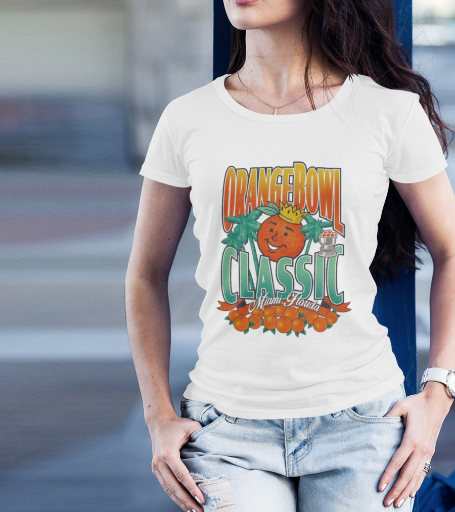 Orange Bowl Classic Miami Florida Vintage Football Champion Logo T-Shirt