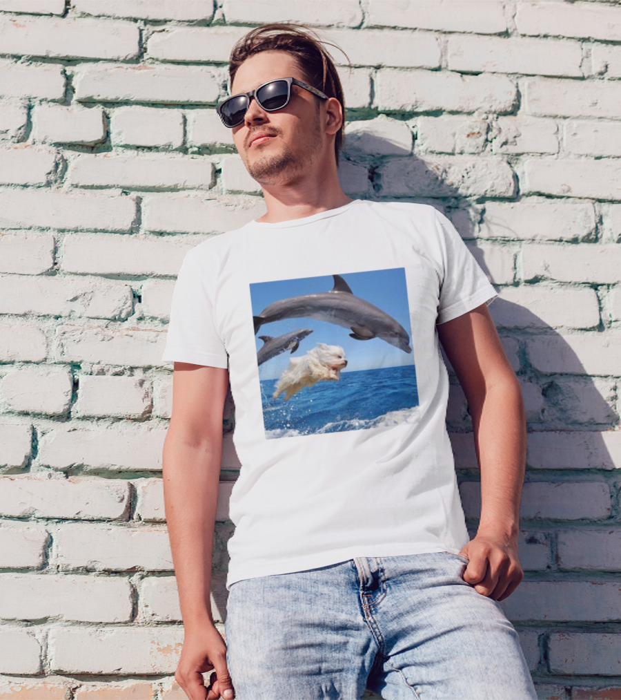 Dog Jump With Dolphin Ocean Adventure T-Shirt