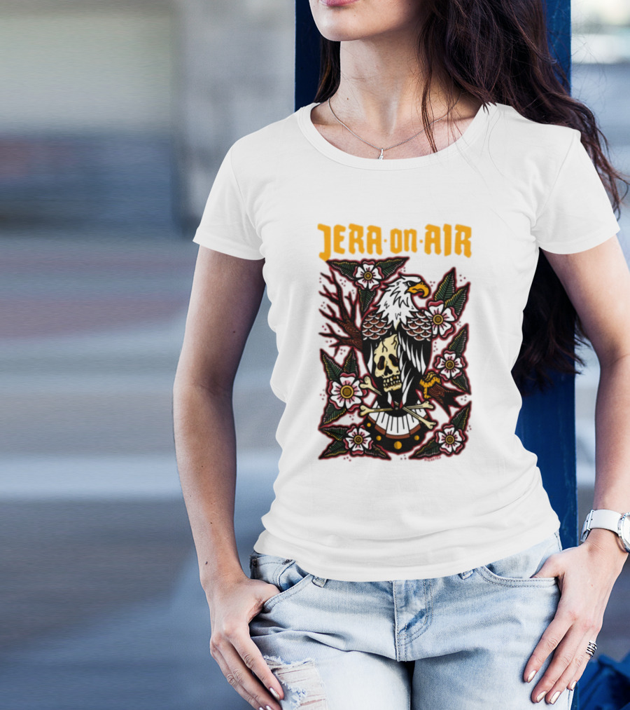 Richie Disaster Jera On Air Eagle Skull Floral Design T-Shirt