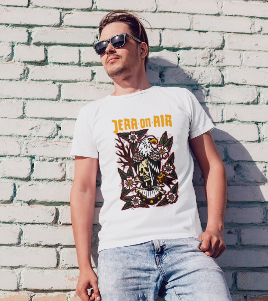 Richie Disaster Jera On Air Eagle Skull Floral Design T-Shirt