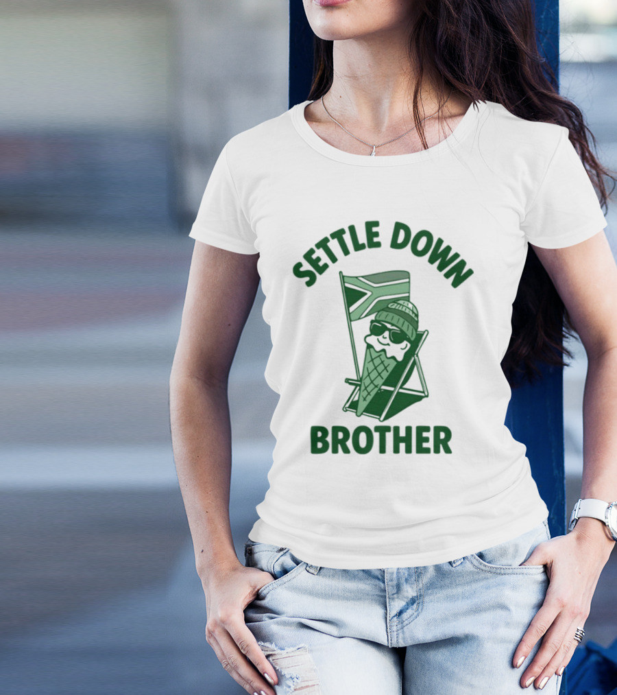 Settle Down Brother Ice Cream Cone Beach Chair Relaxation T-Shirt