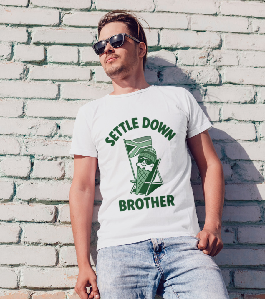 Settle Down Brother Ice Cream Cone Beach Chair Relaxation T-Shirt
