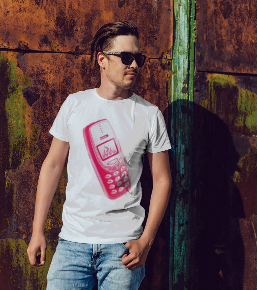 Ben Ellis The Burner Phone Retro Cell Fire Graphic T-Shirt