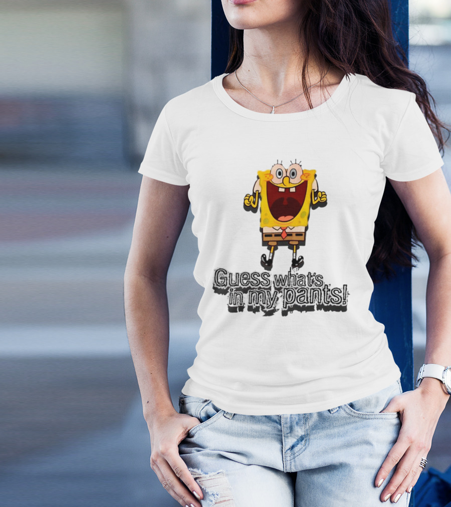 "Guess What's In My Pants Funny SpongeBob SquarePants Patrick Reference" T-Shirt